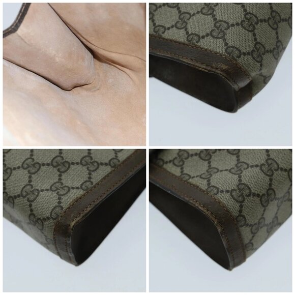 GUCCI GG Supreme Web Sherry Line Clutch Bag PVC Beige - Picture 10 of 14